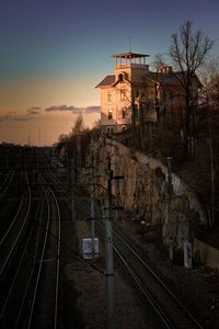 View of railway tracks against clear sky