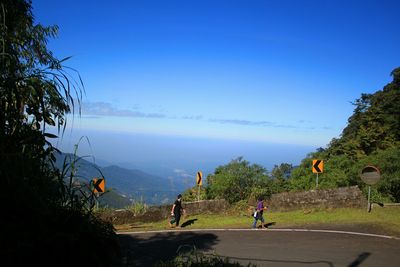 Scenic view of landscape against blue sky