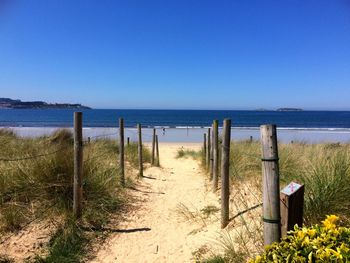 Scenic view of sea against clear sky