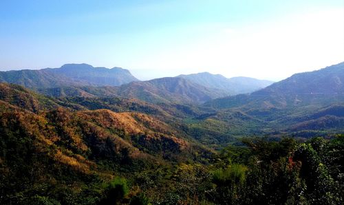 Scenic view of mountains against clear sky