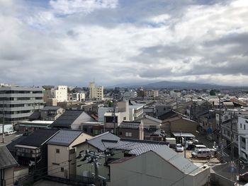 High angle view of townscape against sky