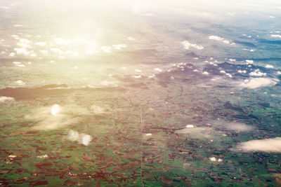 High angle view of water on land against sky