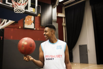 Smiling basketball player