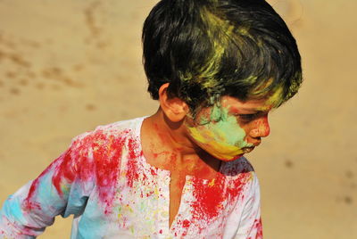 Colorfull boy, face paint, play holi, 