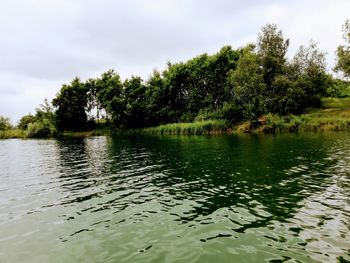 Scenic view of lake against sky