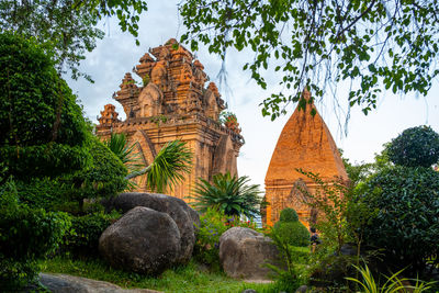 Low angle view of old ruins against sky