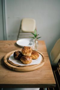 Close-up of food in plate on table