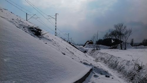 Scenic view of snow covered landscape against sky