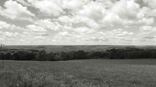 Scenic view of landscape against cloudy sky