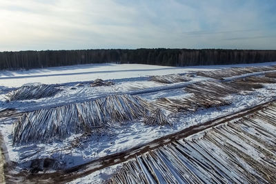 Panoramic view of land against sky during winter