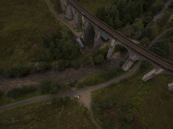 High angle view of bridge over road