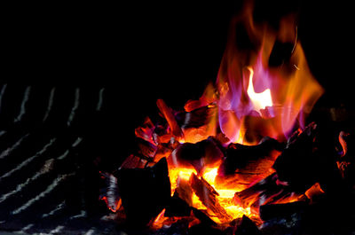 Close-up of bonfire at night