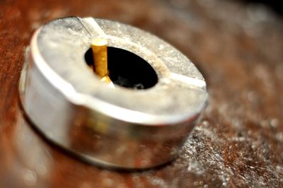 High angle view of cigarette on table