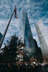 Low angle view of skyscrapers against sky