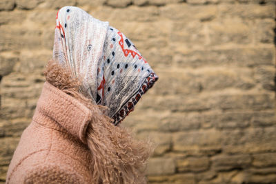 Rear view of woman wearing hat