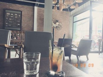 Table and chairs in cafe