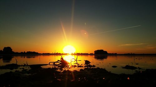 Sunset over lake