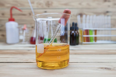 Close-up of water in glass on table