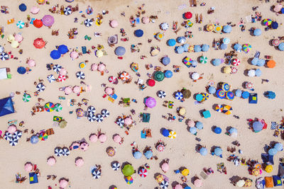 High angle view of people on beach