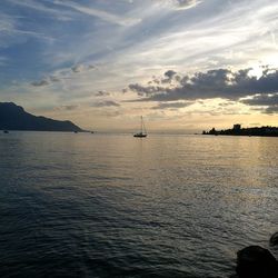 Scenic view of sea at sunset