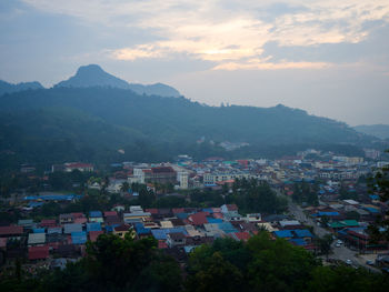 High angle view of townscape against sky