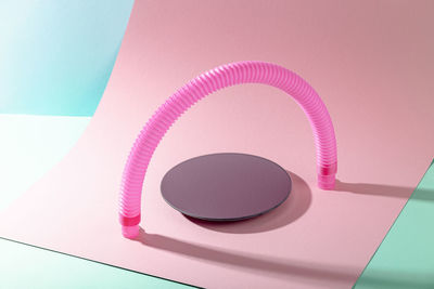 High angle view of multi colored umbrella on table