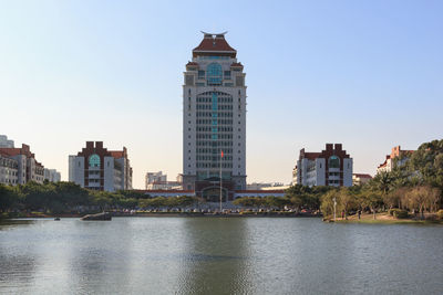 Skyscrapers in city against sky