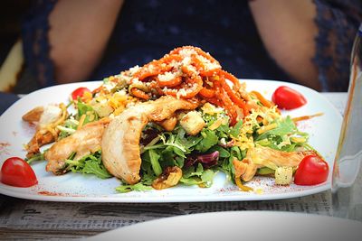 Close-up of food in plate on table