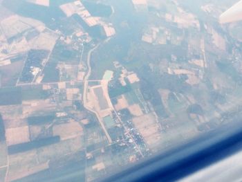 Aerial view of city from airplane window