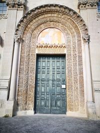 Closed door of building