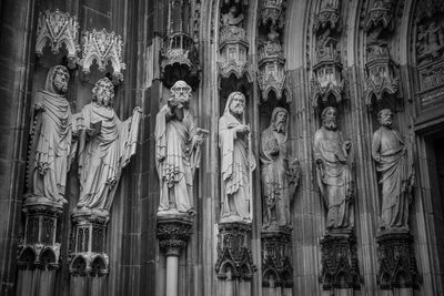 Low angle view of statues on building