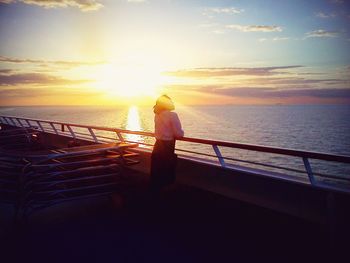 Scenic view of sea at sunset