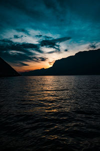 Scenic view of sea against sky during sunset