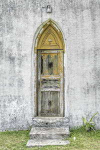 Closed door of old building