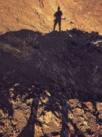 Shadow of person on horse