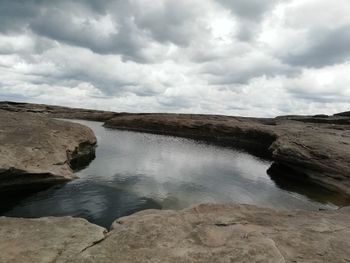 Scenic view of land against sky