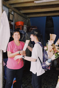 Woman looking at camera