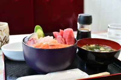 Close-up of food in bowl on table