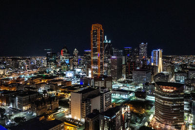 Downtown dallas at night.