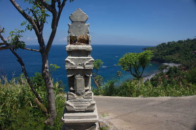 Scenic view of sea against blue sky