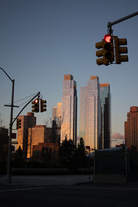 View of buildings against clear sky