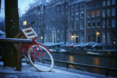 Bicycle in city at night