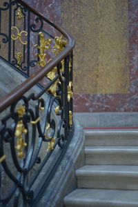 Close-up of staircase in old building