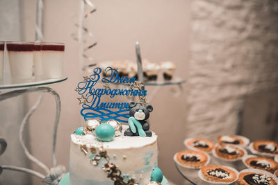 Close-up of food on table