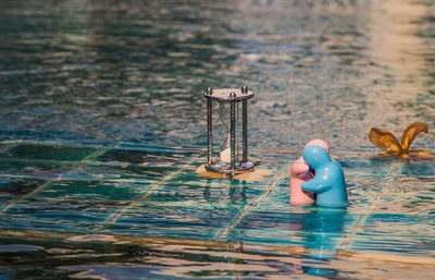 View of figurine in water