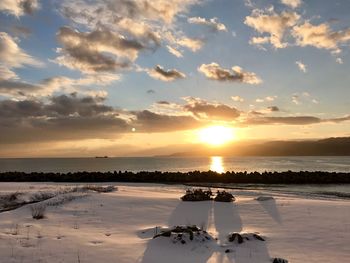 Scenic view of sea against sky during sunset
