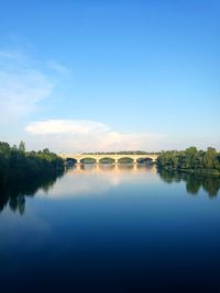 Scenic view of bridge against blue sky