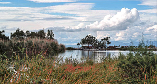 Scenic view of lake against sky