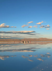 The mirror effect at uyuni salts flats or salar de uyuni of bolivia, south america