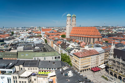 High angle view of townscape against sky